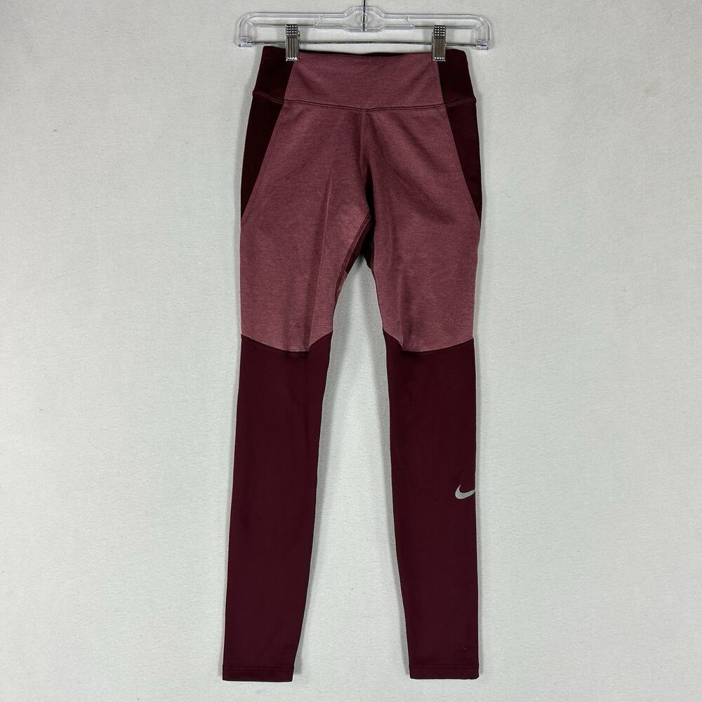 Nike One Running Tights Women's XS Mid-Rise Training Gym Berry Red DM1555-638